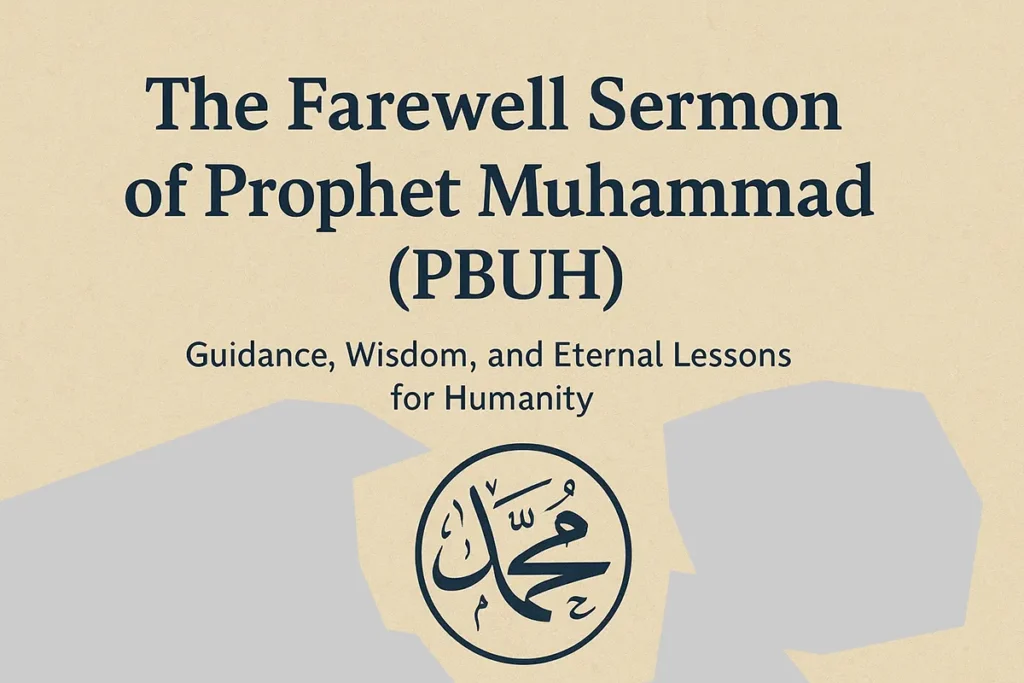 Illustration representing the Farewell Sermon of Prophet Muhammad (PBUH), conveying his final guidance to the Muslim community.